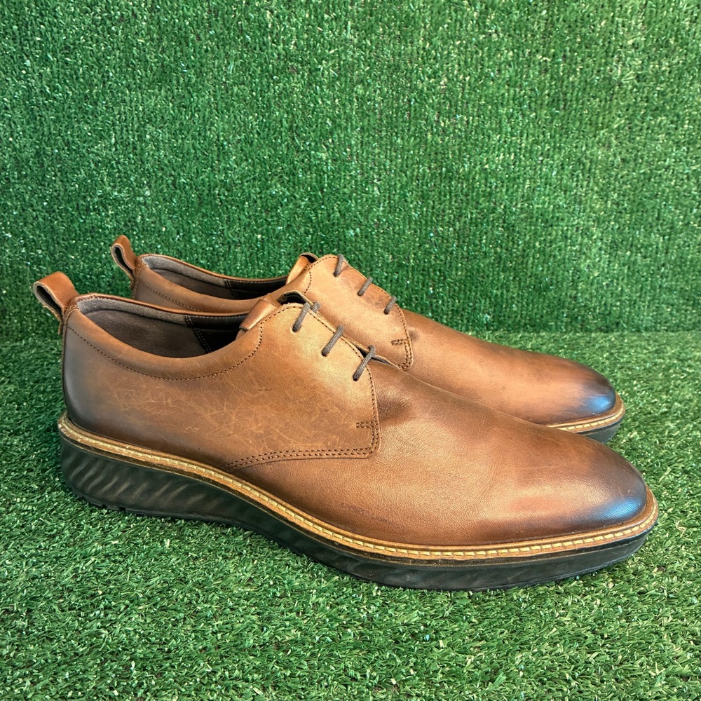 ECCO ST.1 Hybrid Lite Plain Toe Oxford Leather Brown Dress Shoes Mens Sz 13-13.5